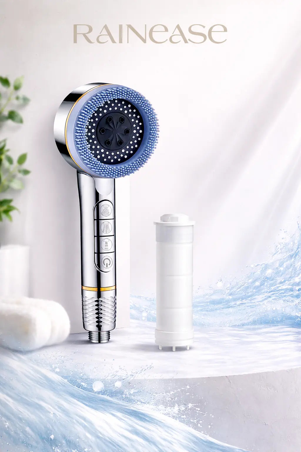 RainEase™ – Pommeau de douche haute pression avec filtration + 1 filtre offert RainEase